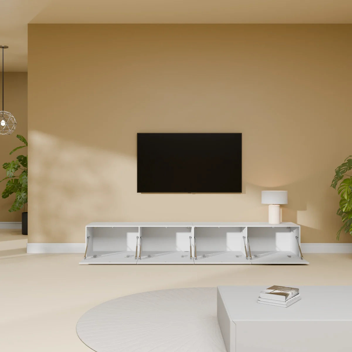 Mora TV Bänk | Stående / Vägghängd | 200 cm Vit