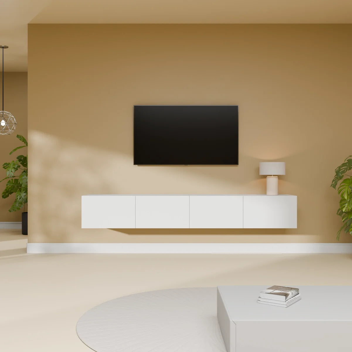 Mora TV Bänk | Stående / Vägghängd | 200 cm Vit