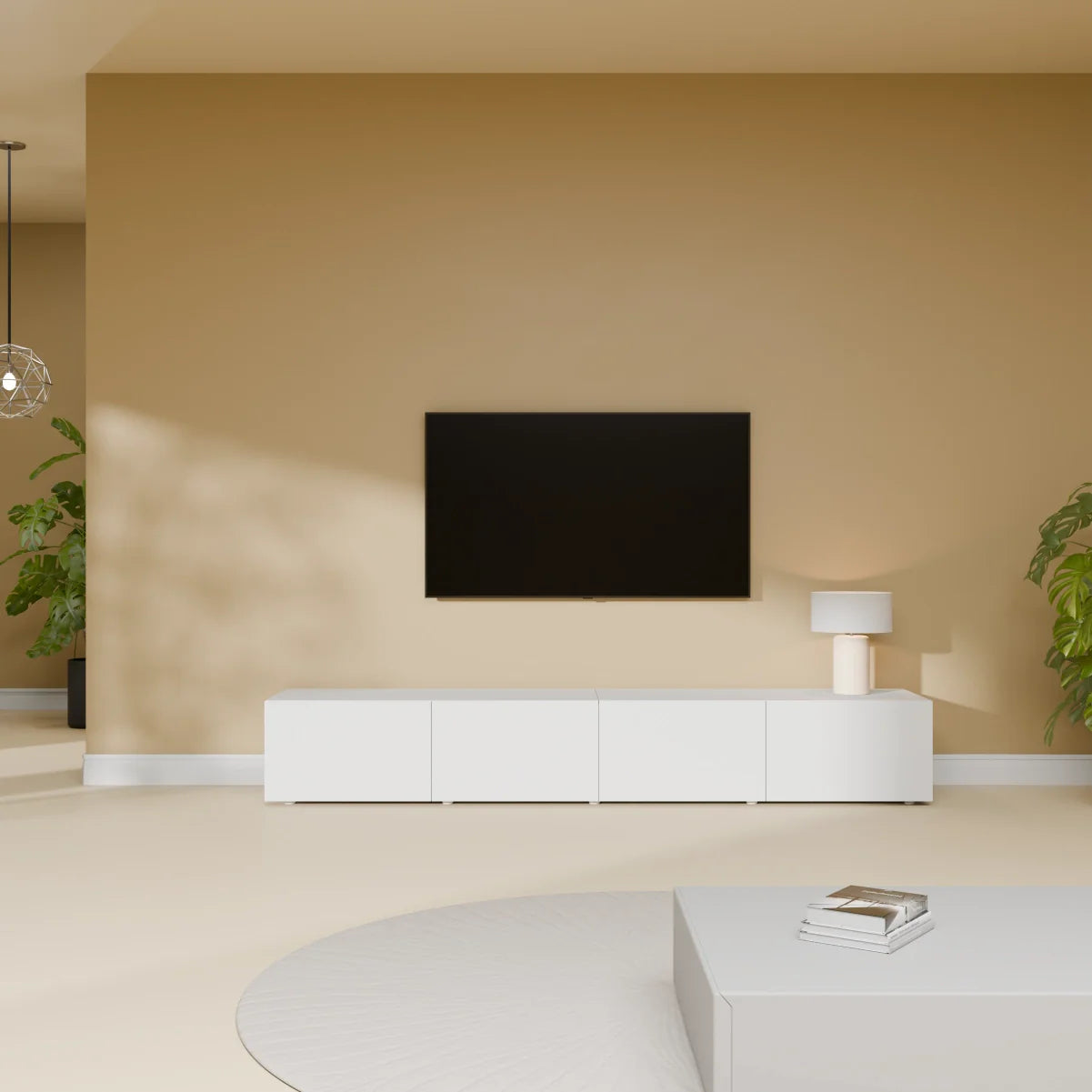 Mora TV Bänk | Stående / Vägghängd | 200 cm Vit