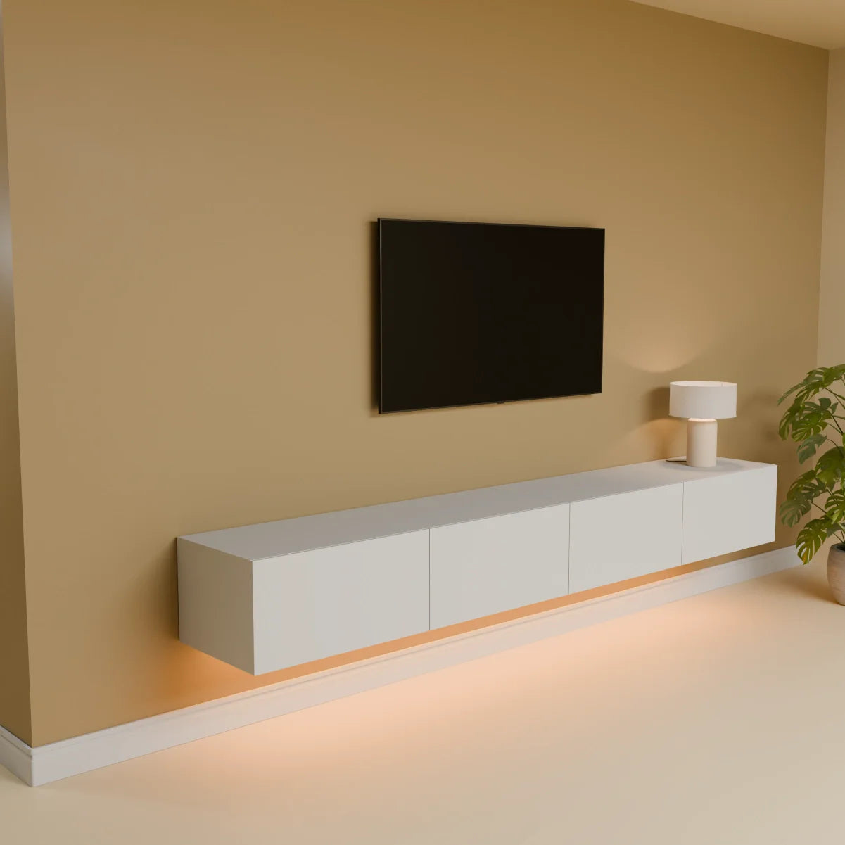 Mora TV Bänk | Stående / Vägghängd | 240 cm Vit