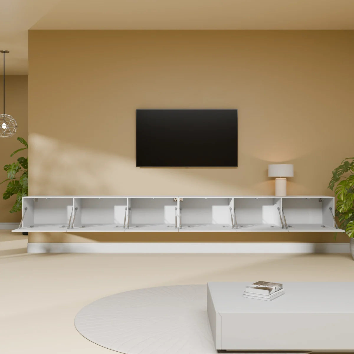 Mora TV Bänk | Stående / Vägghängd | 300 cm Vit
