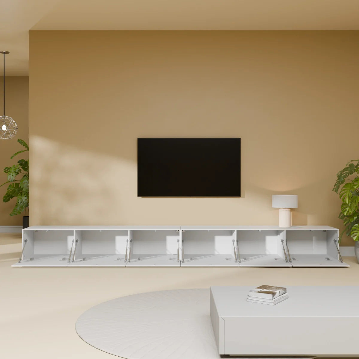 Mora TV Bänk | Stående / Vägghängd | 300 cm Vit