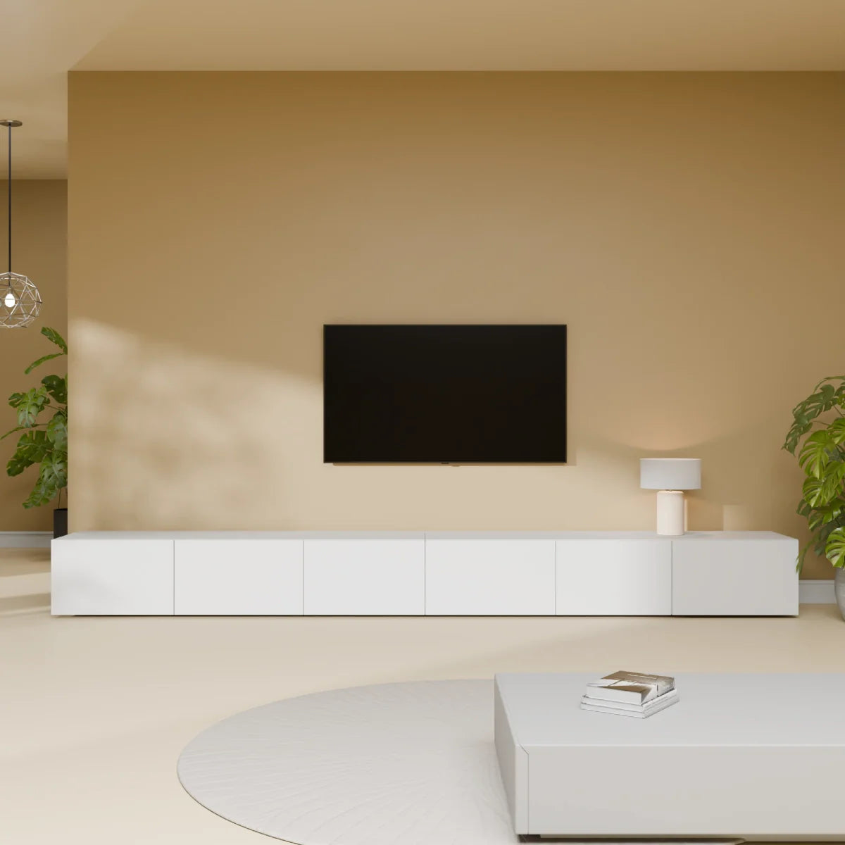 Mora TV Bänk | Stående / Vägghängd | 300 cm Vit