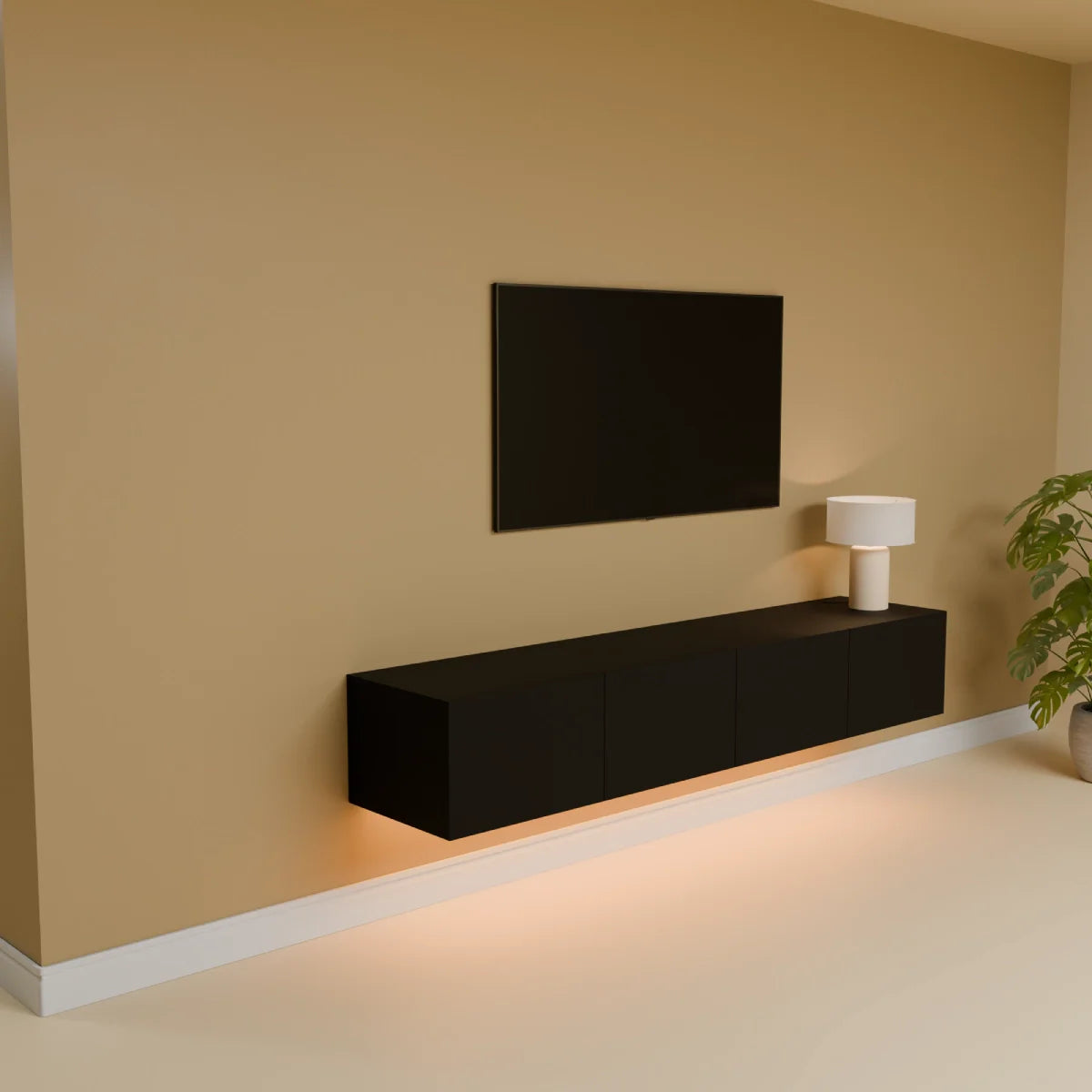 Mora TV Bänk | Stående / Vägghängd | 180 cm Svart