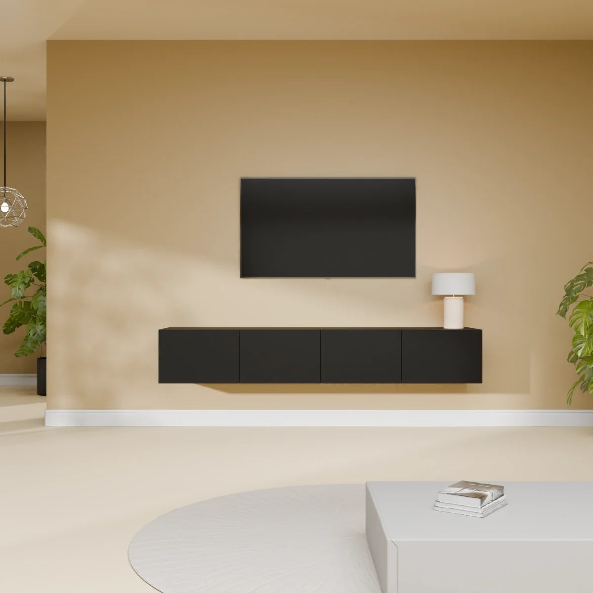 Mora TV Bänk | Stående / Vägghängd | 180 cm Svart