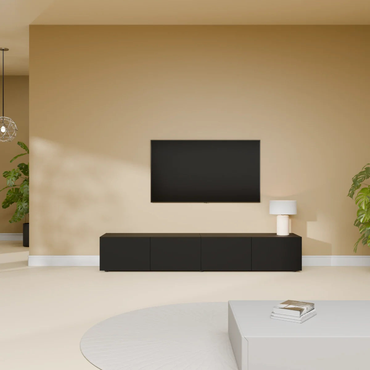 Mora TV Bänk | Stående / Vägghängd | 180 cm Svart