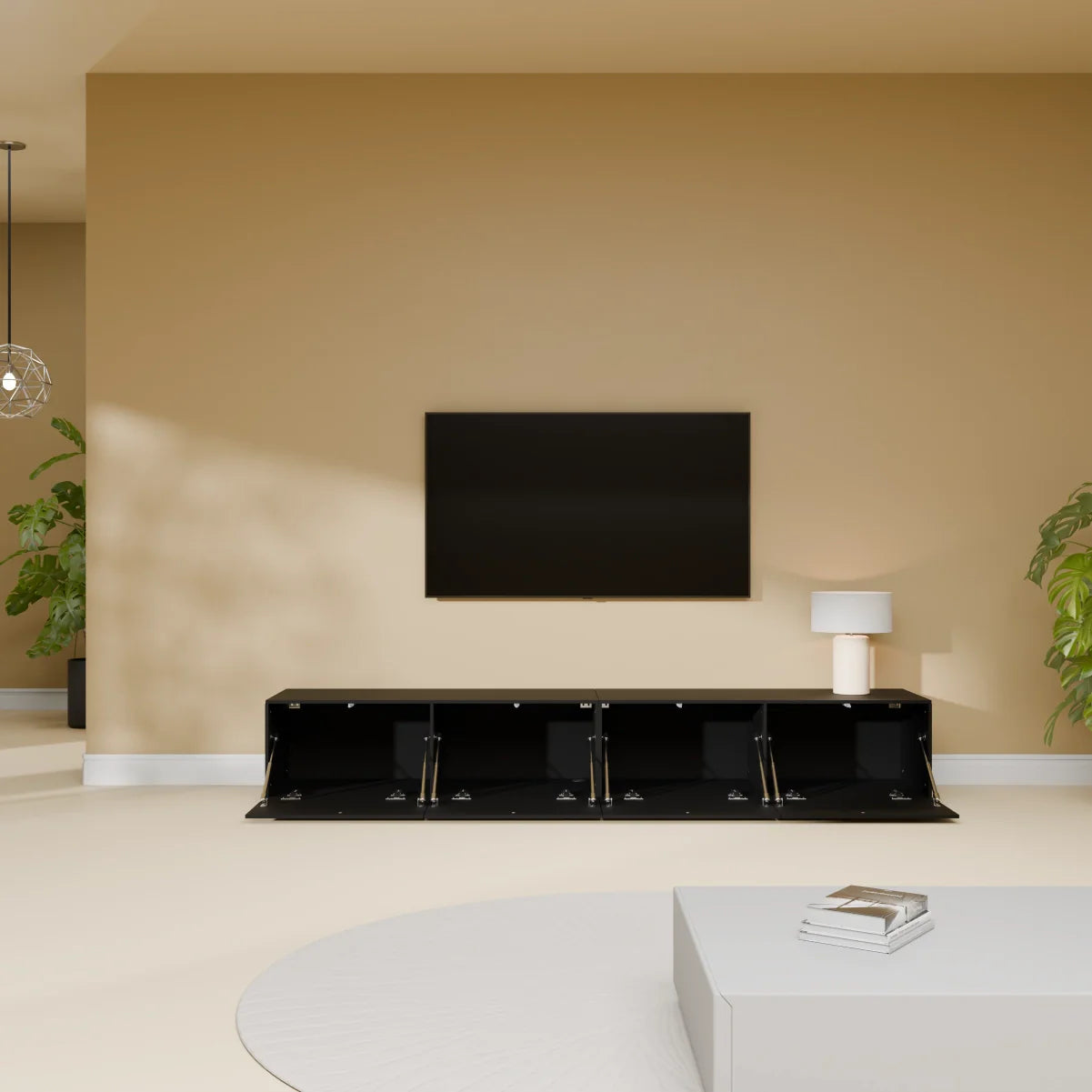 Mora TV Bänk | Stående / Vägghängd | 200 cm Svart