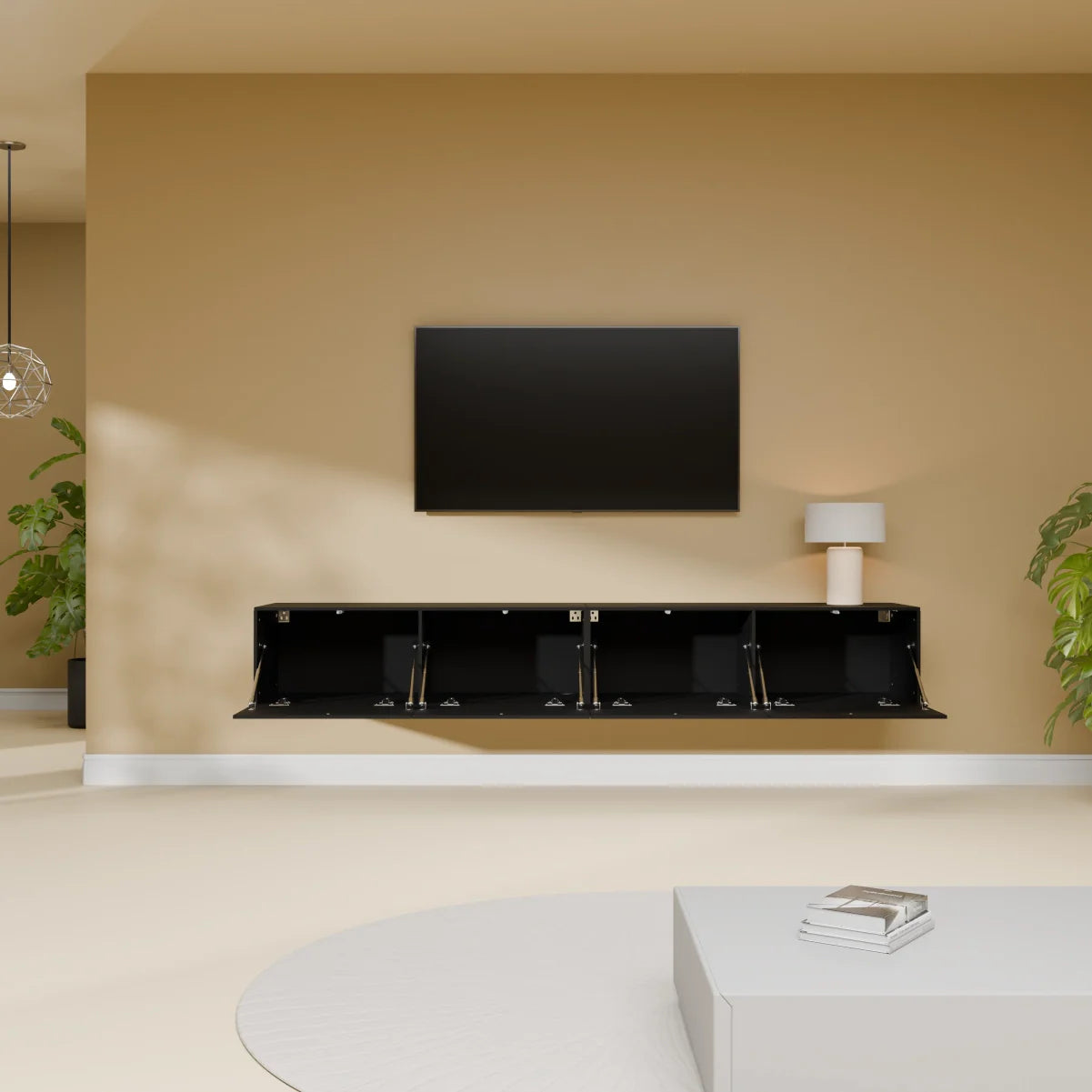 Mora TV Bänk | Stående / Vägghängd | 200 cm Svart