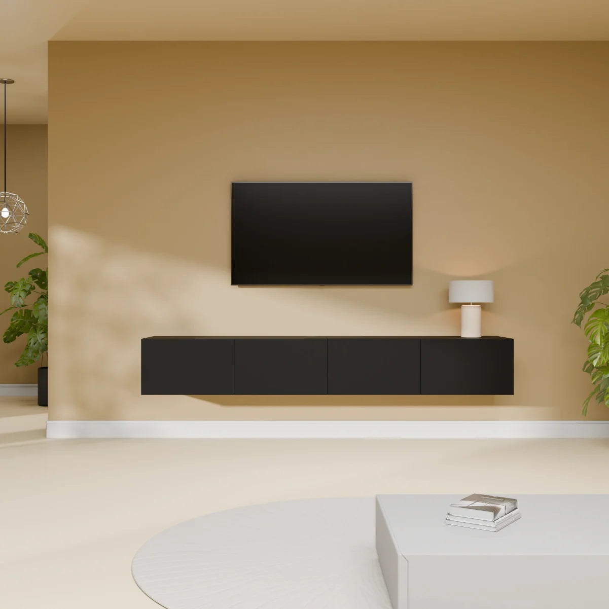 Mora TV Bänk | Stående / Vägghängd | 200 cm Svart