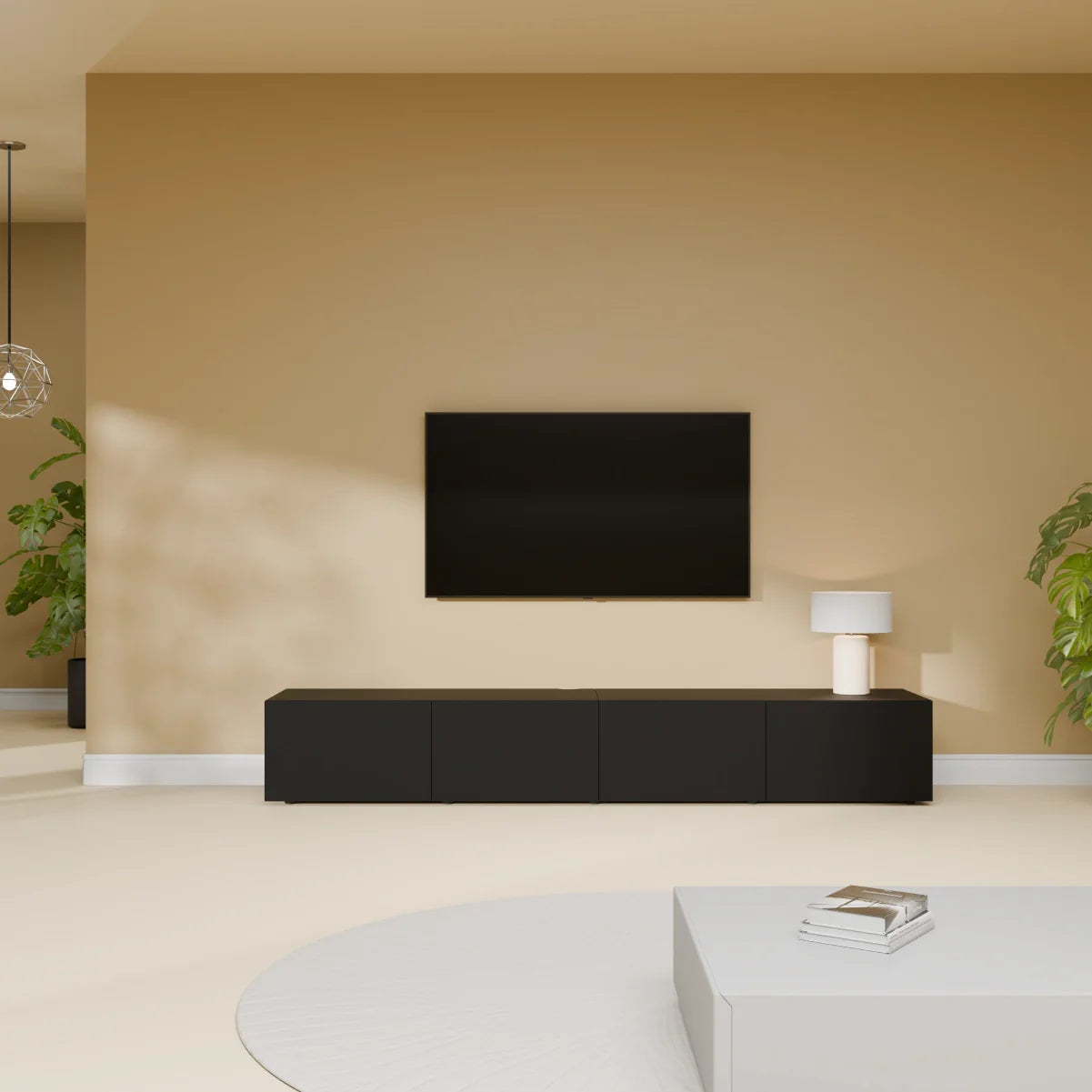 Mora TV Bänk | Stående / Vägghängd | 200 cm Svart