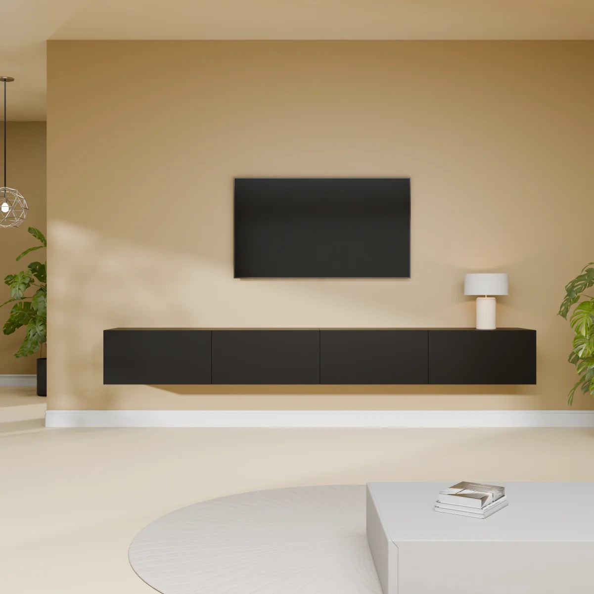 Mora TV Bänk | Stående / Vägghängd | 240 cm Svart