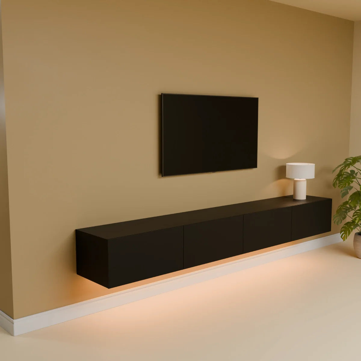 Mora TV Bänk | Stående / Vägghängd | 240 cm Svart