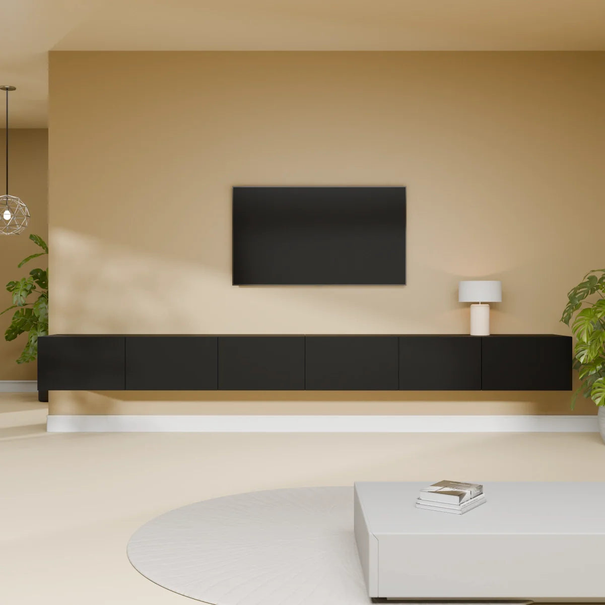 Mora TV Bänk | Stående / Vägghängd | 300 cm Svart