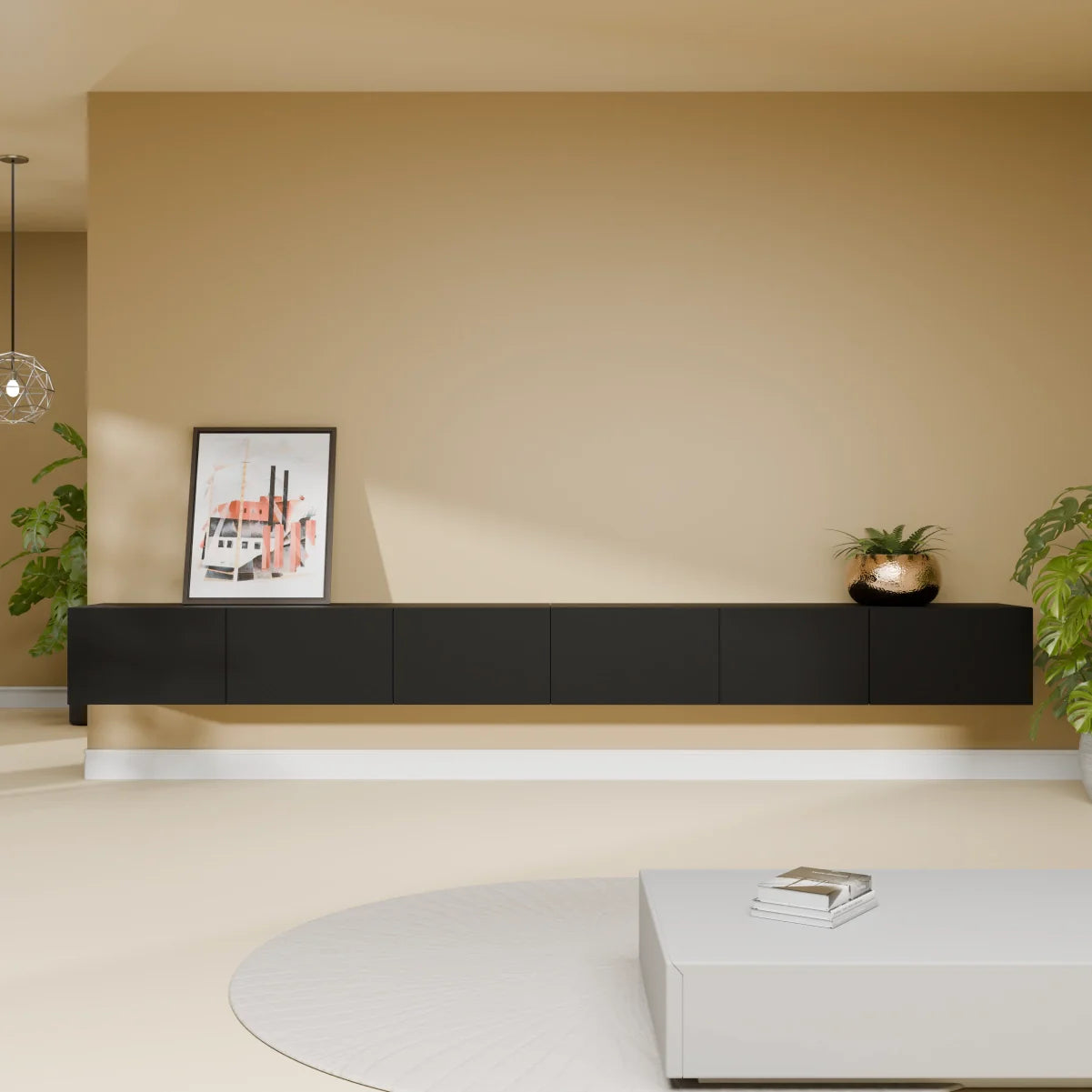 Mora TV Bänk | Stående / Vägghängd | 300 cm Svart