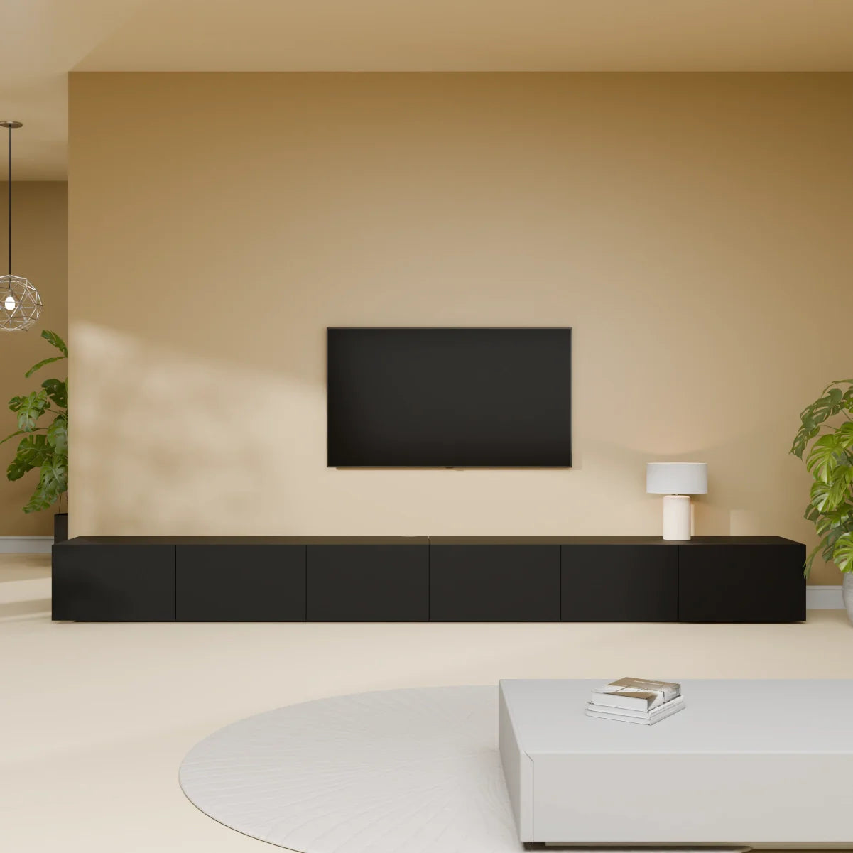 Mora TV Bänk | Stående / Vägghängd | 300 cm Svart