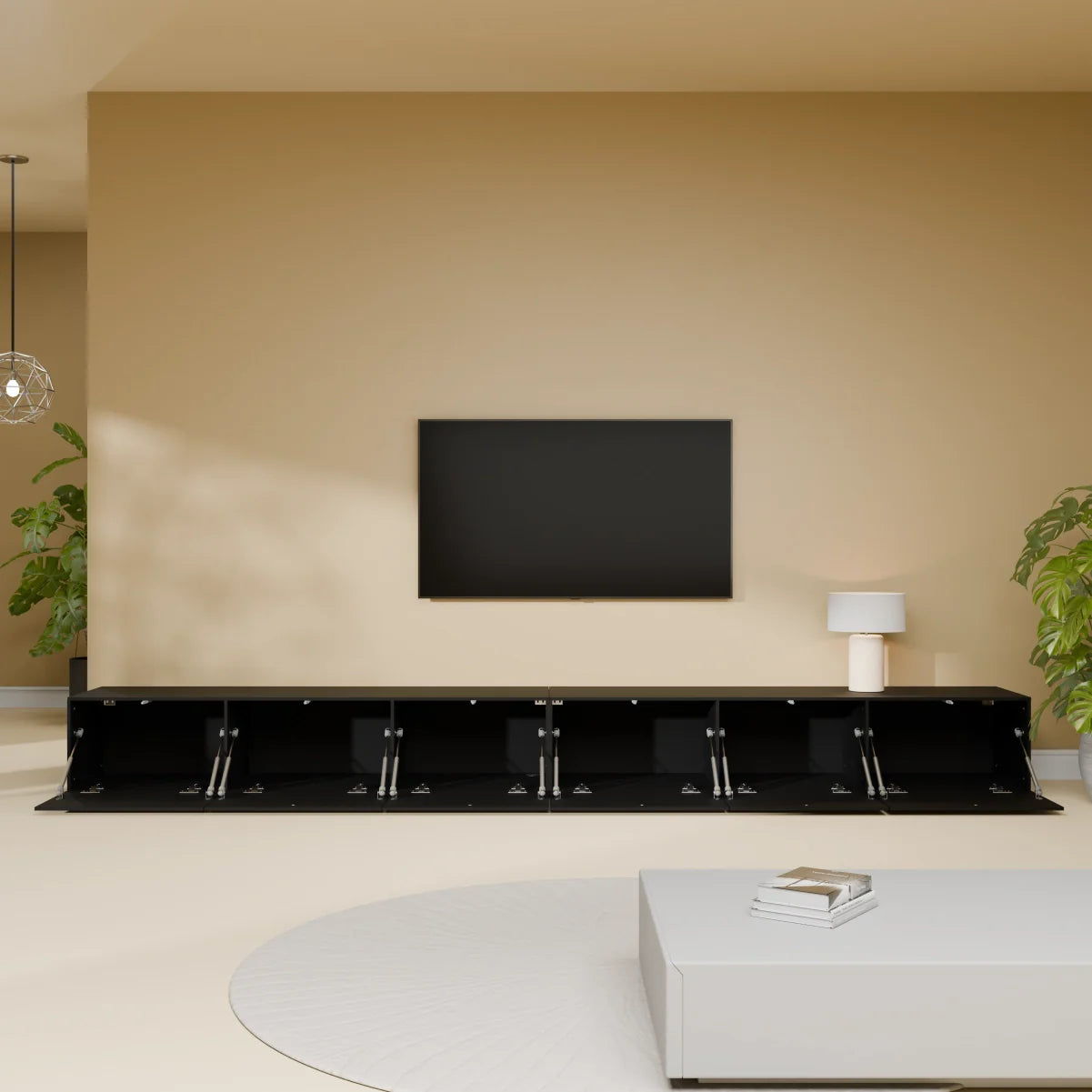 Mora TV Bänk | Stående / Vägghängd | 300 cm Svart