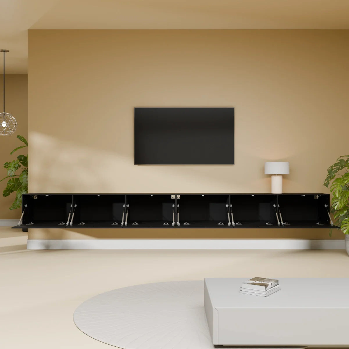 Mora TV Bänk | Stående / Vägghängd | 300 cm Svart