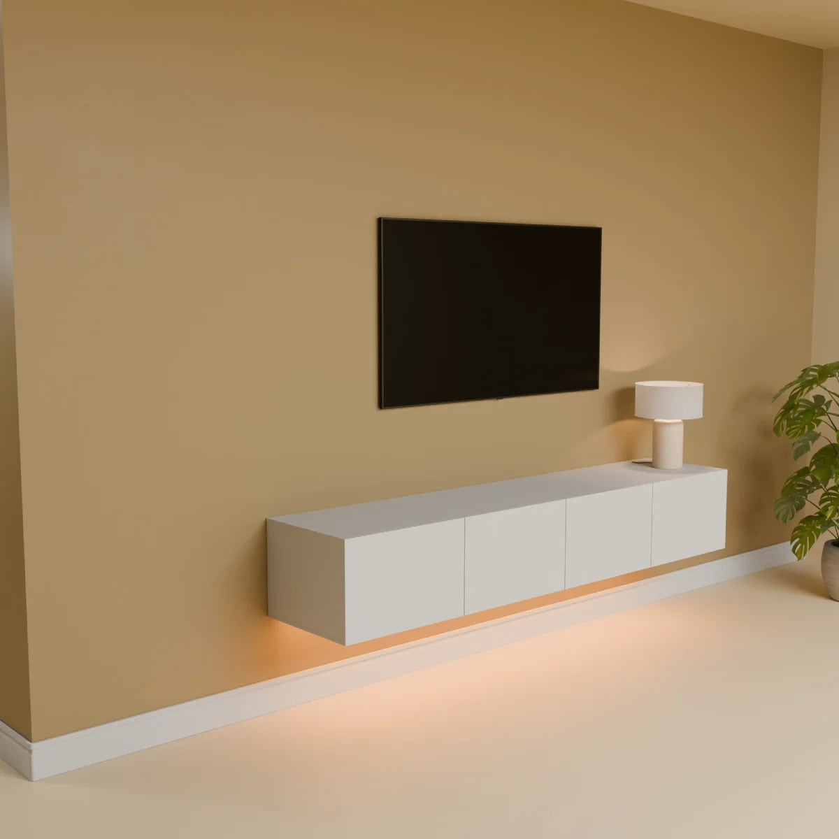 Mora TV Bänk | Stående / Vägghängd | 180 cm Vit