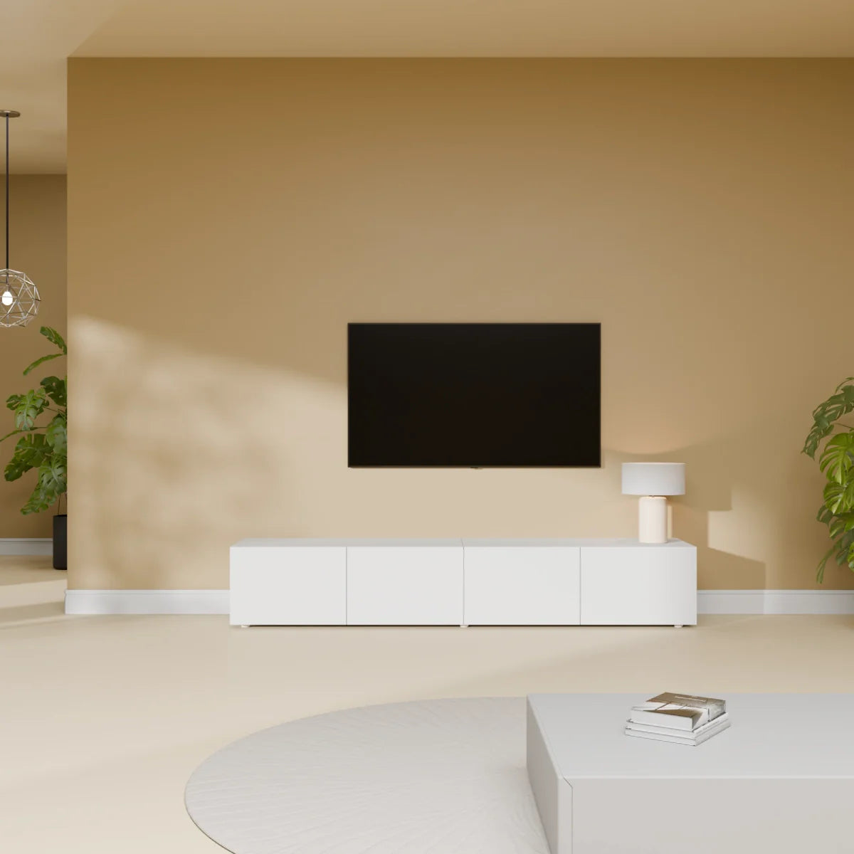 Mora TV Bänk | Stående / Vägghängd | 180 cm Vit