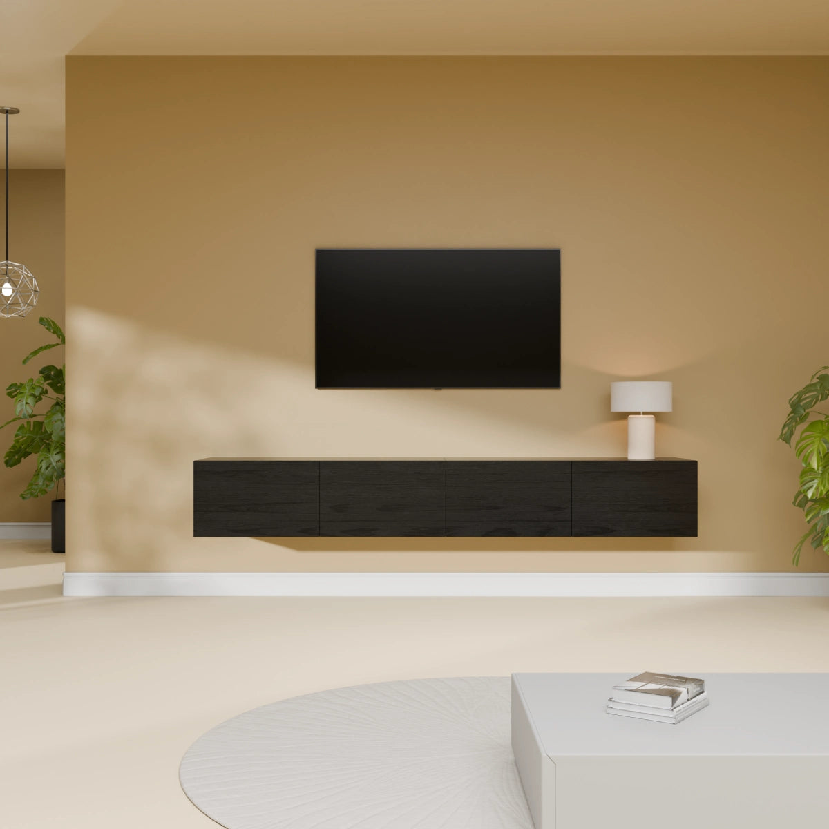 Mora TV Bänk | Stående / Vägghängd | 200 cm Svart-Ek
