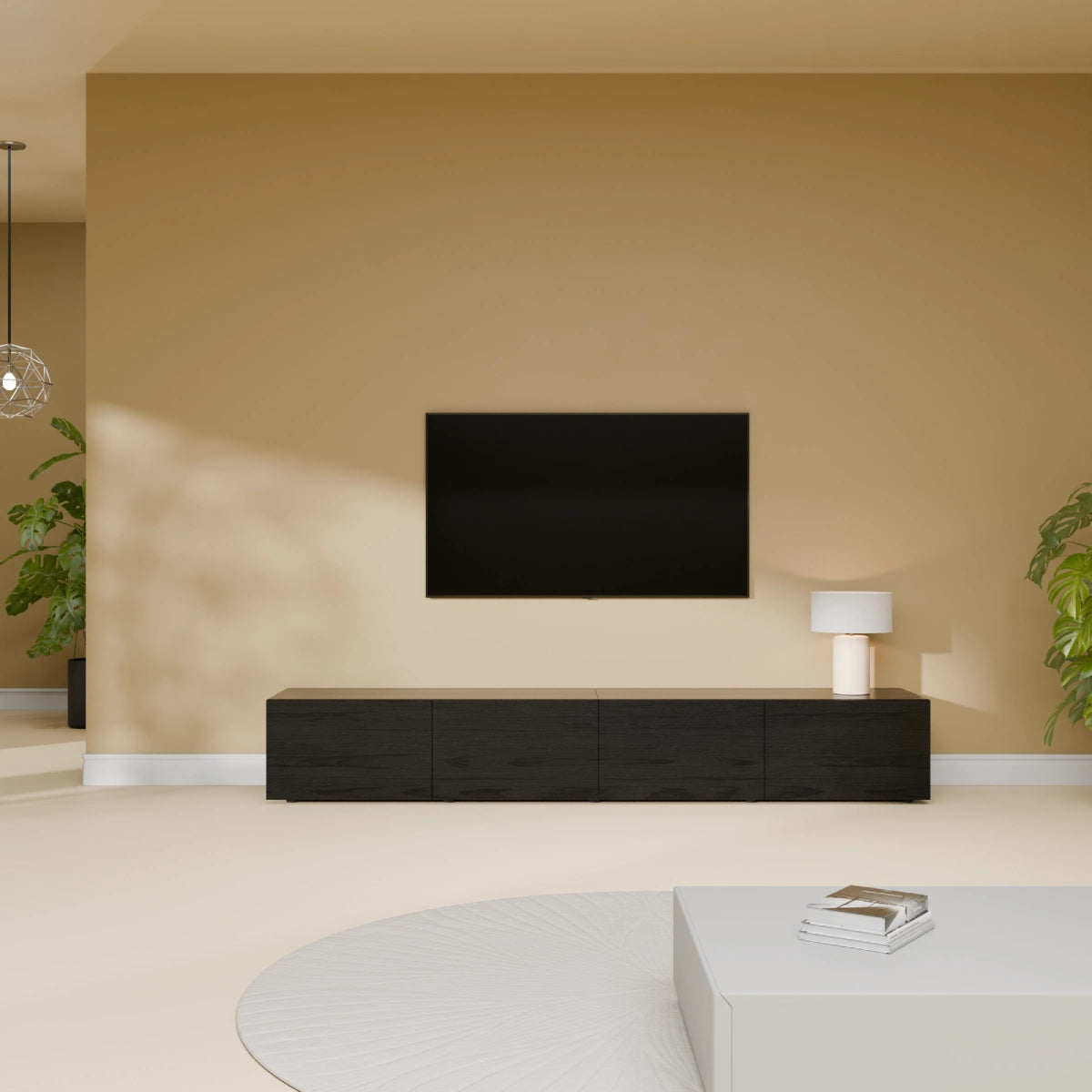 Mora TV Bänk | Stående / Vägghängd | 200 cm Svart-Ek