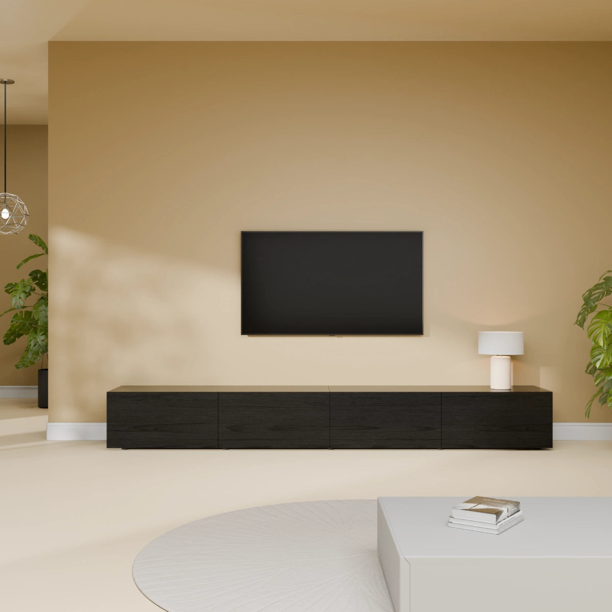 Mora TV Bänk | Stående / Vägghängd | 240 cm Svart-Ek