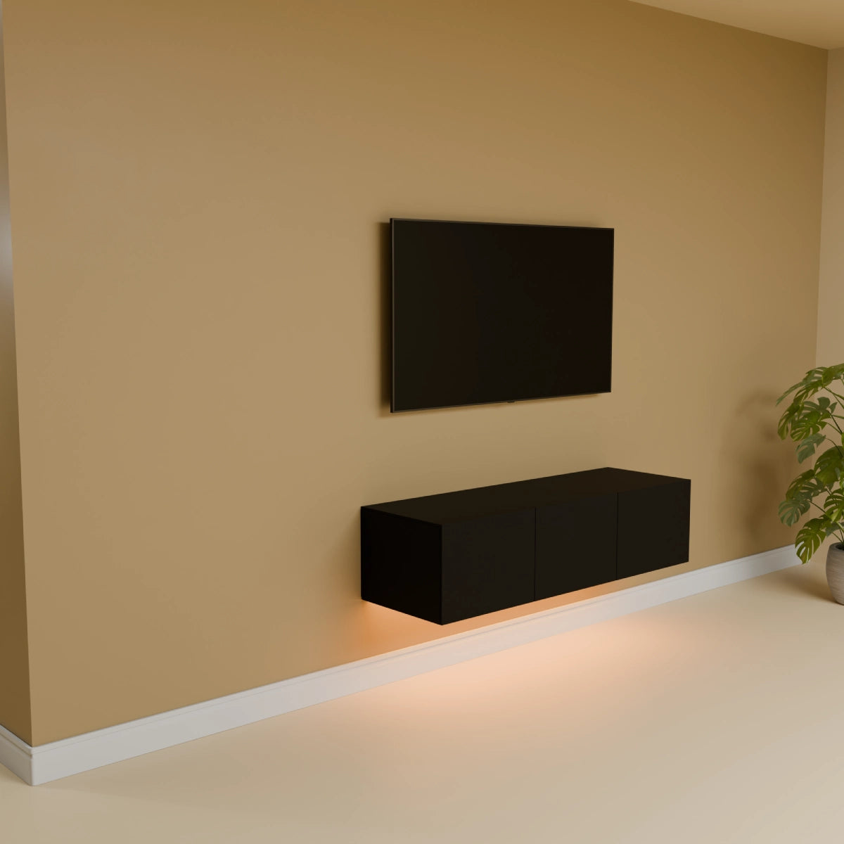 Mora TV Bänk | Stående / Vägghängd | 120 cm Svart