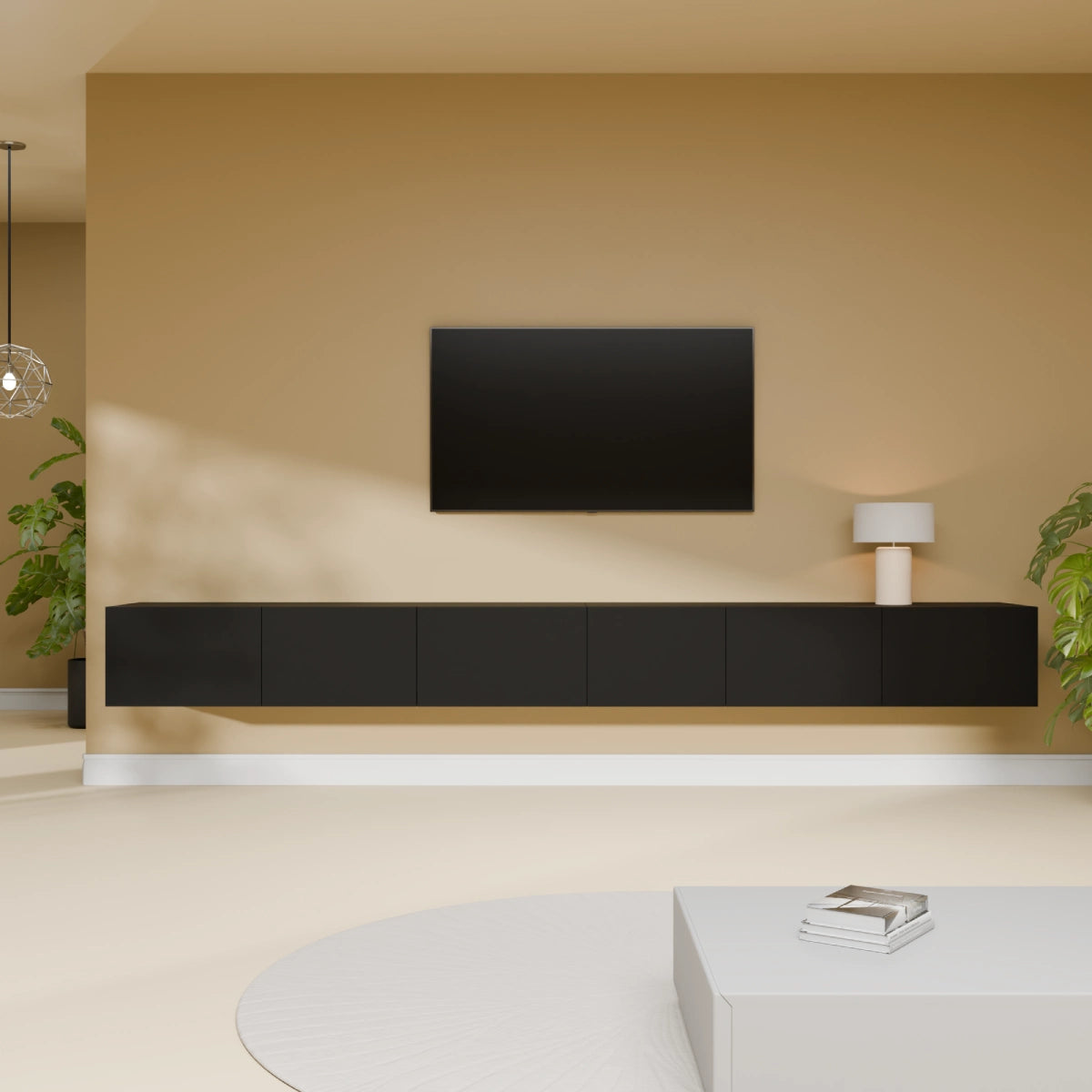 Mora TV Bänk | Stående / Vägghängd | 280 cm Svart