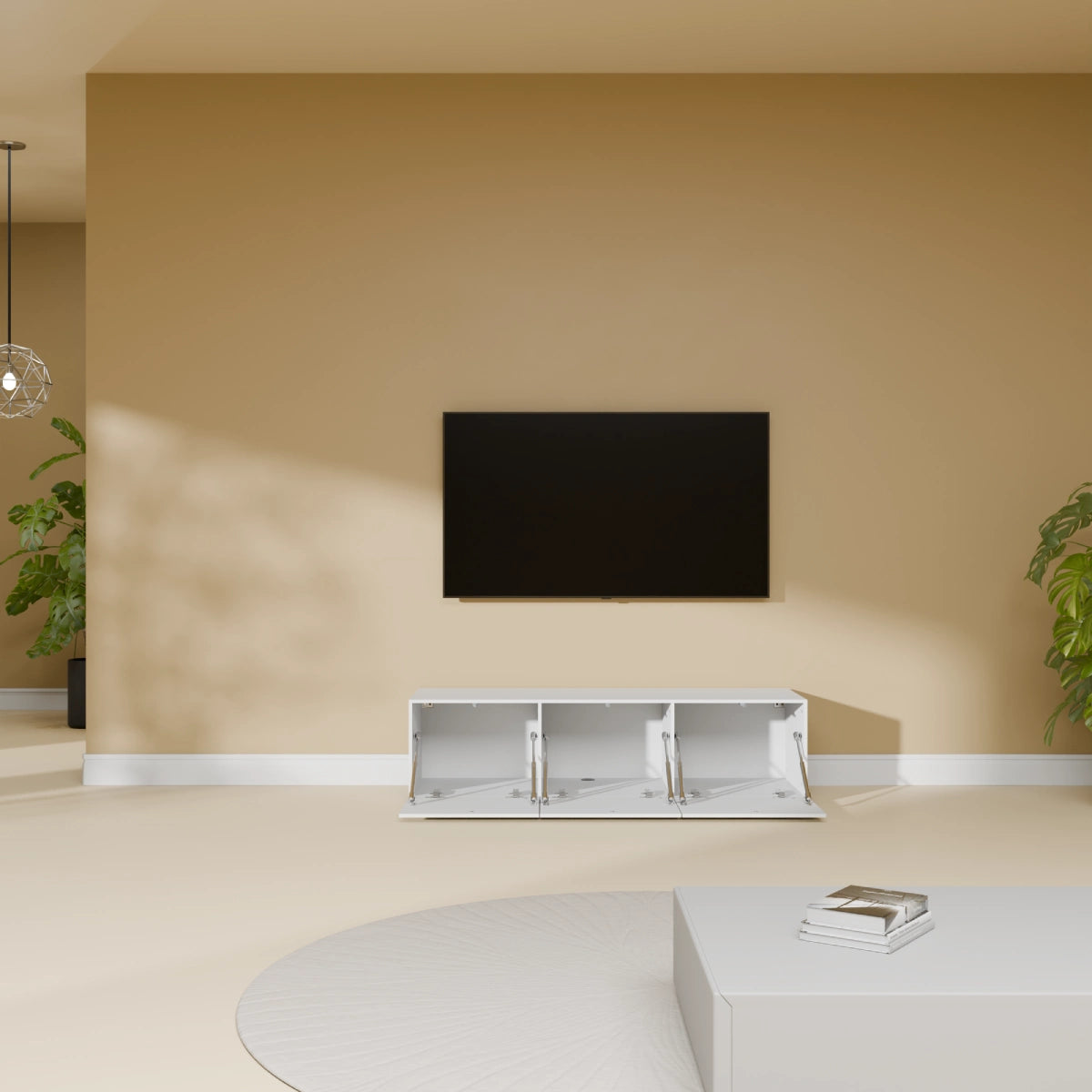 Mora TV Bänk | Stående / Vägghängd | 120 cm Vit