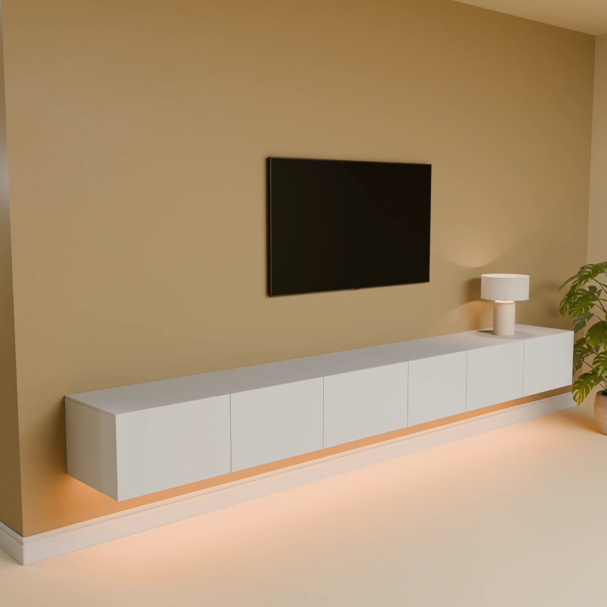 Mora TV Bänk | Stående / Vägghängd | 280 cm Vit